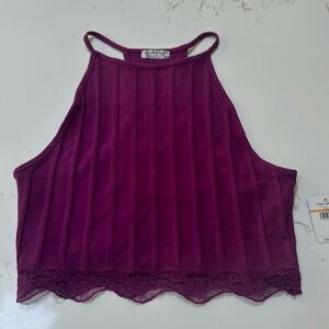 Free People lace trimmed crop tank. Halter style